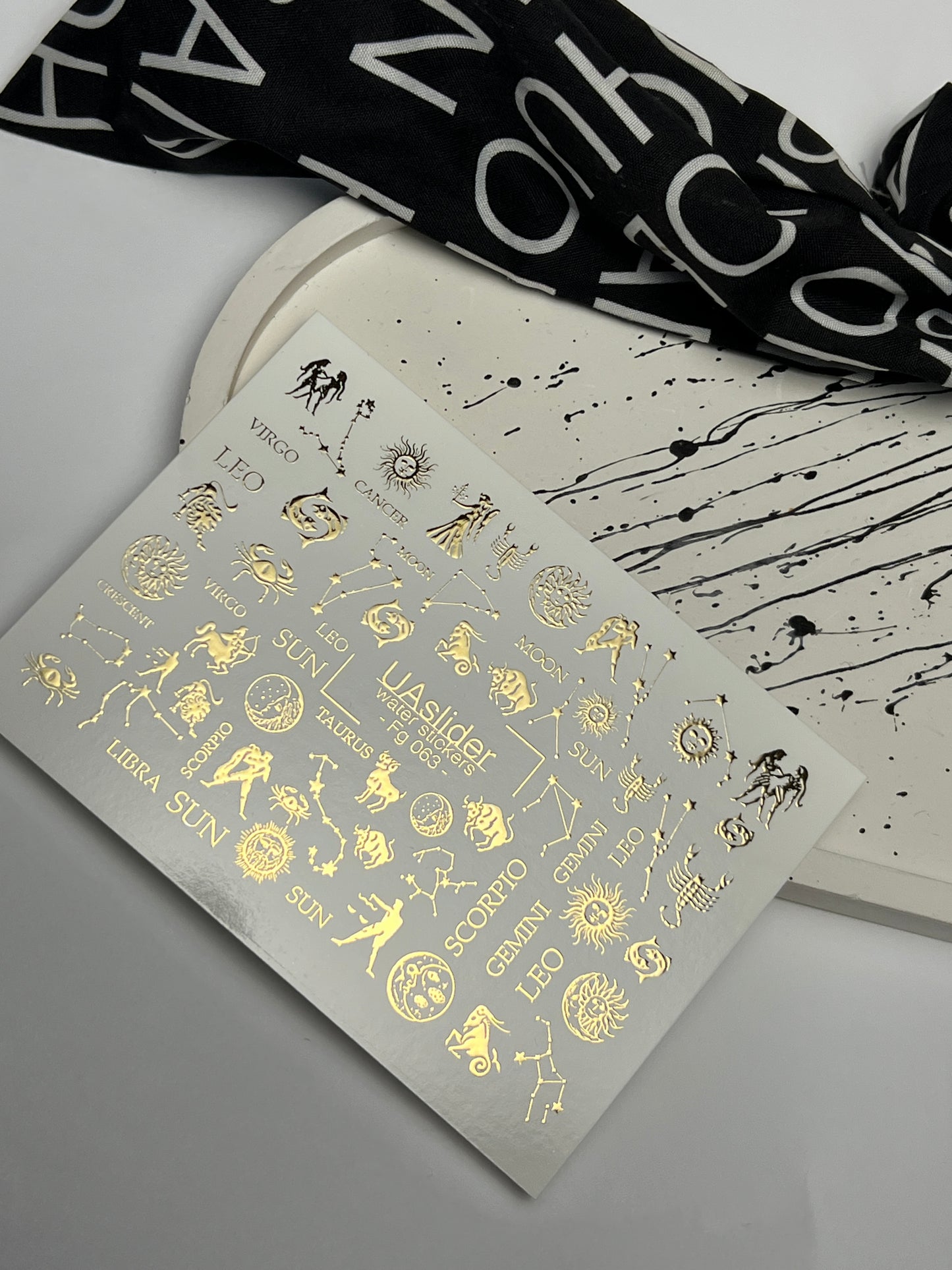 Nail Water Decal Fg-063 | Gold Foil Water Slide Nail Decals | Zodiac Signs & Constellations