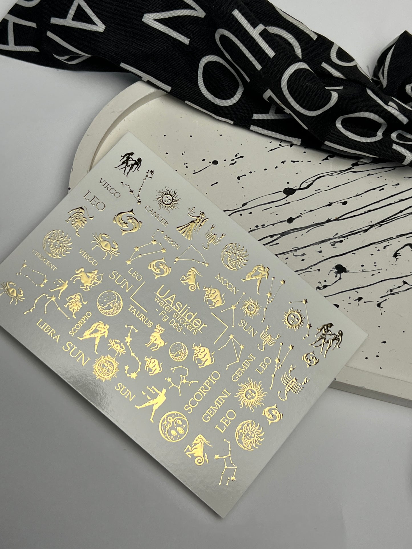 Nail Water Decal Fg-063 | Gold Foil Water Slide Nail Decals | Zodiac Signs & Constellations