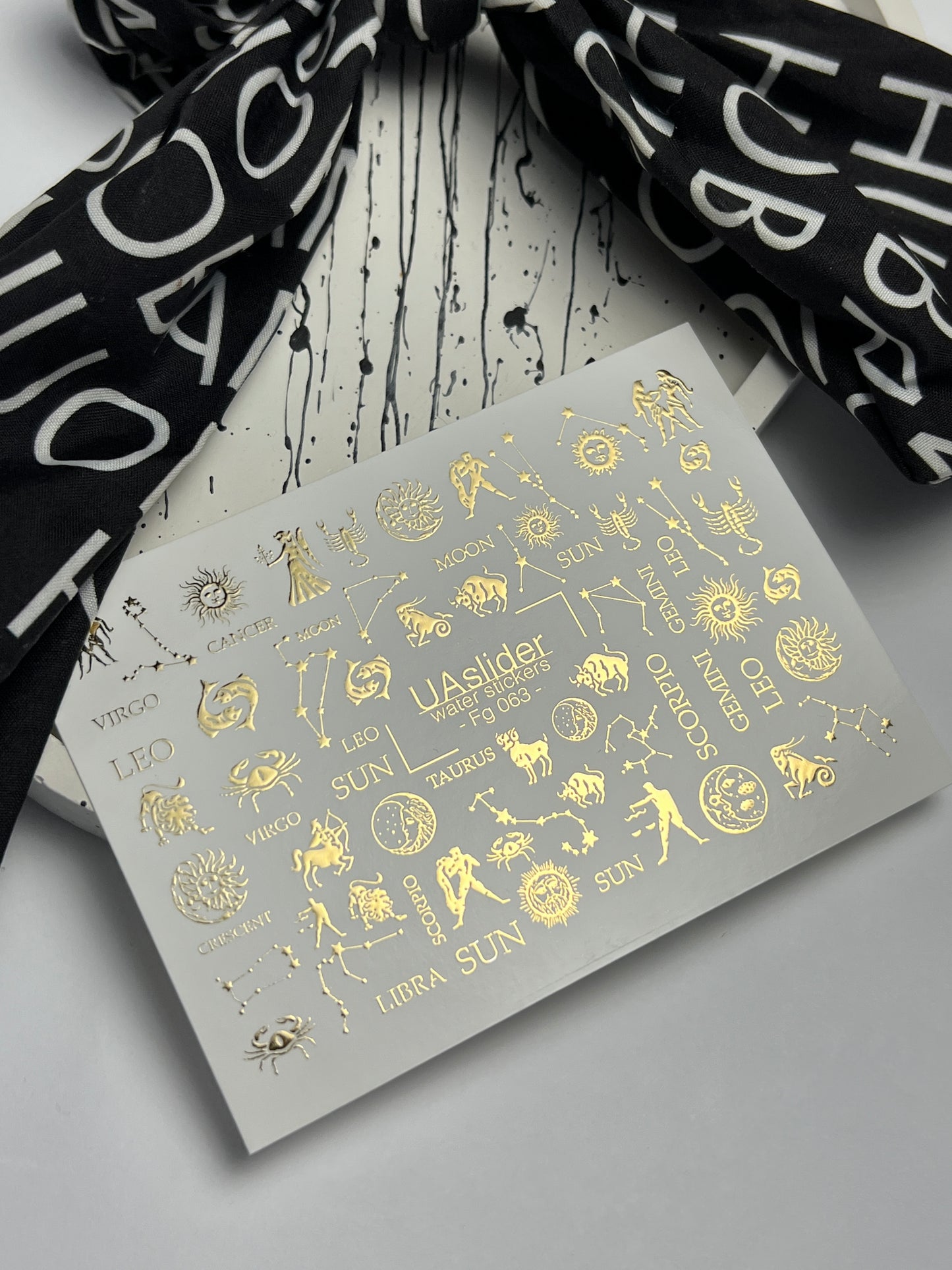 Nail Water Decal Fg-063 | Gold Foil Water Slide Nail Decals | Zodiac Signs & Constellations