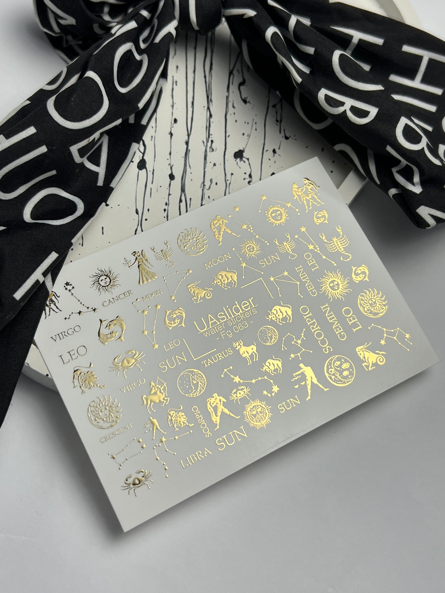 Nail Water Decal Fg-063 | Gold Foil Water Slide Nail Decals | Zodiac Signs & Constellations