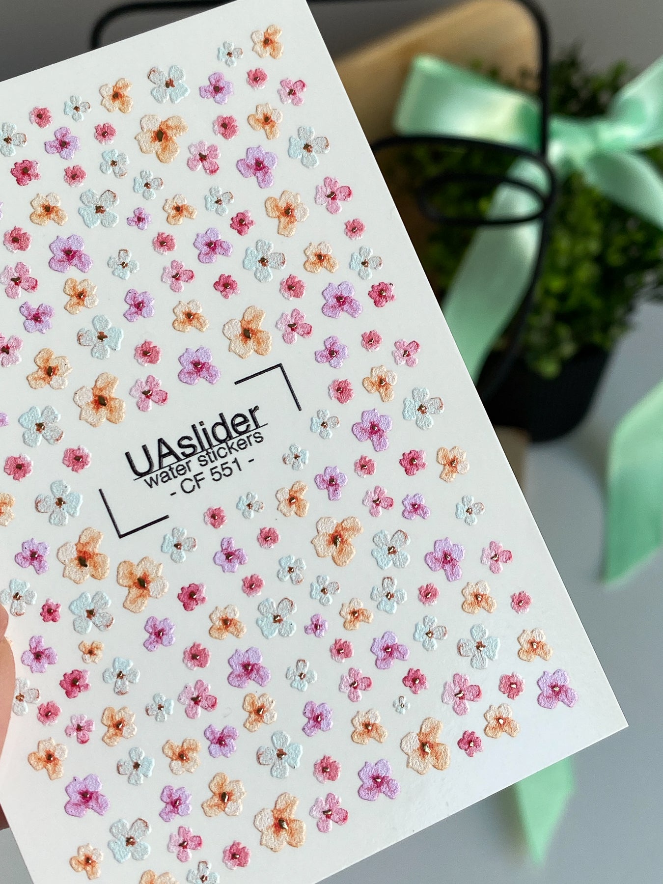 Nail Water Decal CF-551 | Tiny Pastel Flowers Nail Decals | Delicate Water Stickers for Manicure