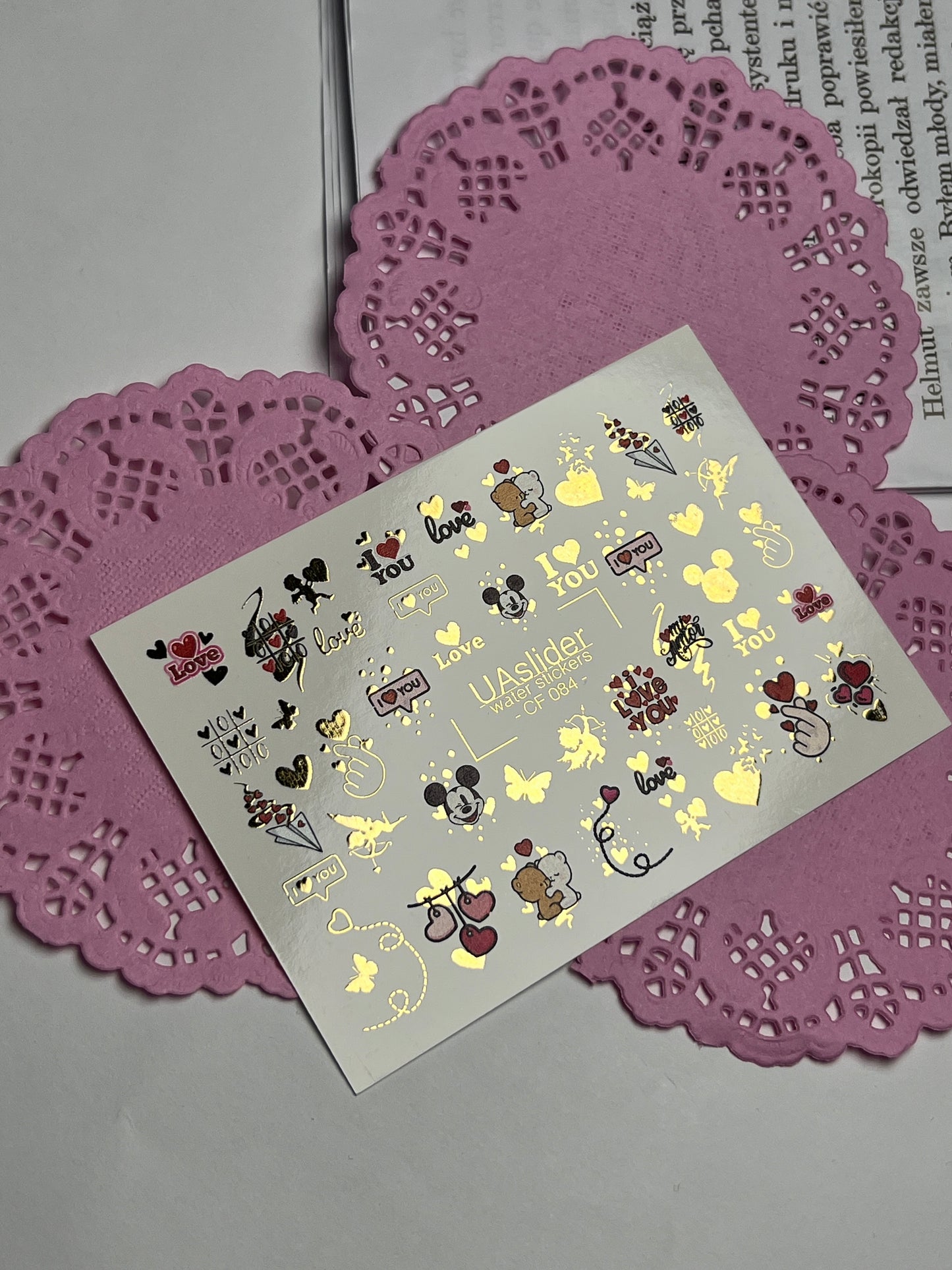 Nail Water Decal CF-084 | Love Themed Water Slide Nail Decals | Hearts, Couples & Cute Elements