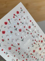 Nail Water Decal CF-553 | Red Roses & Blossoms Nail Decals | Elegant Water Stickers with Gold Details - UASLIDER