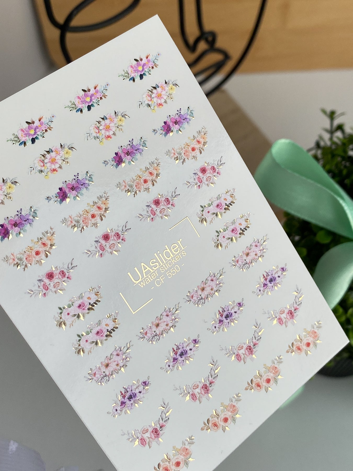 Nail Water Decal CF-550 | Floral Bouquet Nail Decals | Elegant Pastel Water Stickers - UASLIDER