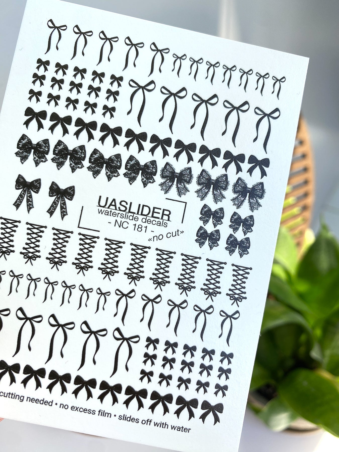 Black Bow Nail Decals — Ribbon, Lace & Corset Bows | NC-181
