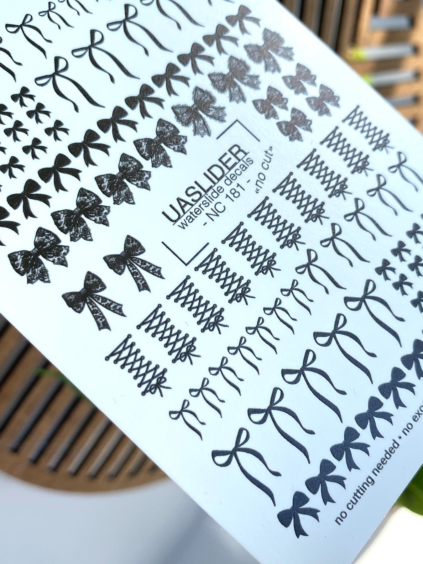Black Bow Nail Decals — Ribbon, Lace & Corset Bows | NC-181