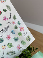 Nail Water Decal CF-513 | Water Slide Nail Decals with Tropical Leaves & Summer Flowers | Exotic Nail Art - UASLIDER