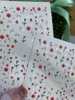 Nail Water Decal CF-553 | Red Roses & Blossoms Nail Decals | Elegant Water Stickers with Gold Details - UASLIDER