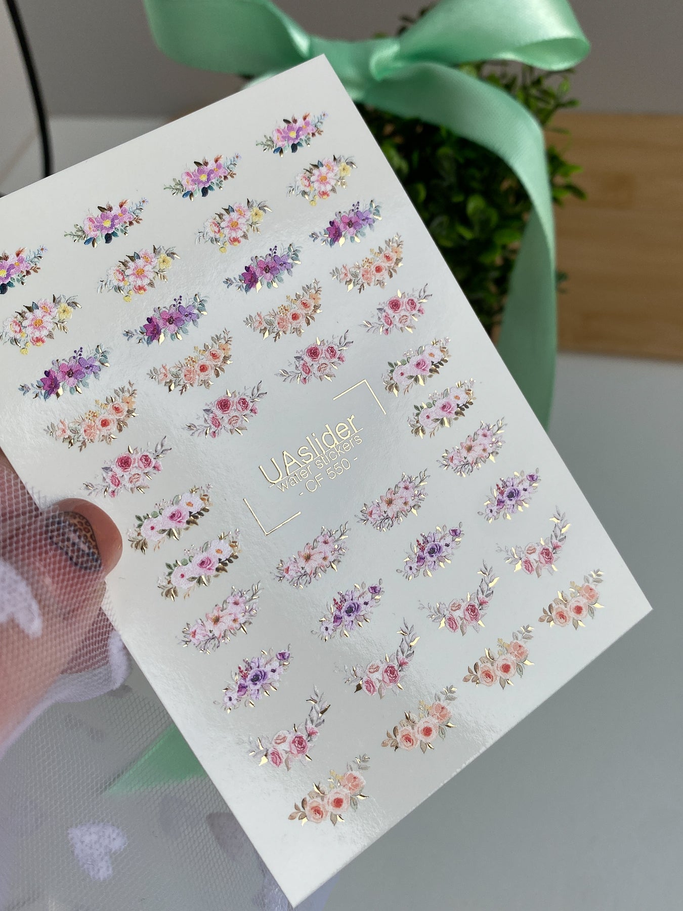 Nail Water Decal CF-550 | Floral Bouquet Nail Decals | Elegant Pastel Water Stickers - UASLIDER