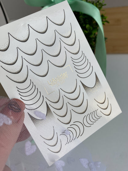 Nail Water Decal CF-005 | French Water Slide Nail Decals, Gold Foil French Line