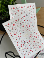 Nail Water Decal CF-553 | Red Roses & Blossoms Nail Decals | Elegant Water Stickers with Gold Details - UASLIDER