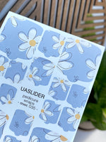 Daisy Pedicure Nail Wraps — White Flowers on Periwinkle | MWC-035