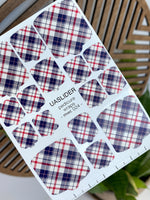 Plaid Pedicure Nail Wraps — Navy & Red Tartan | MWC-024