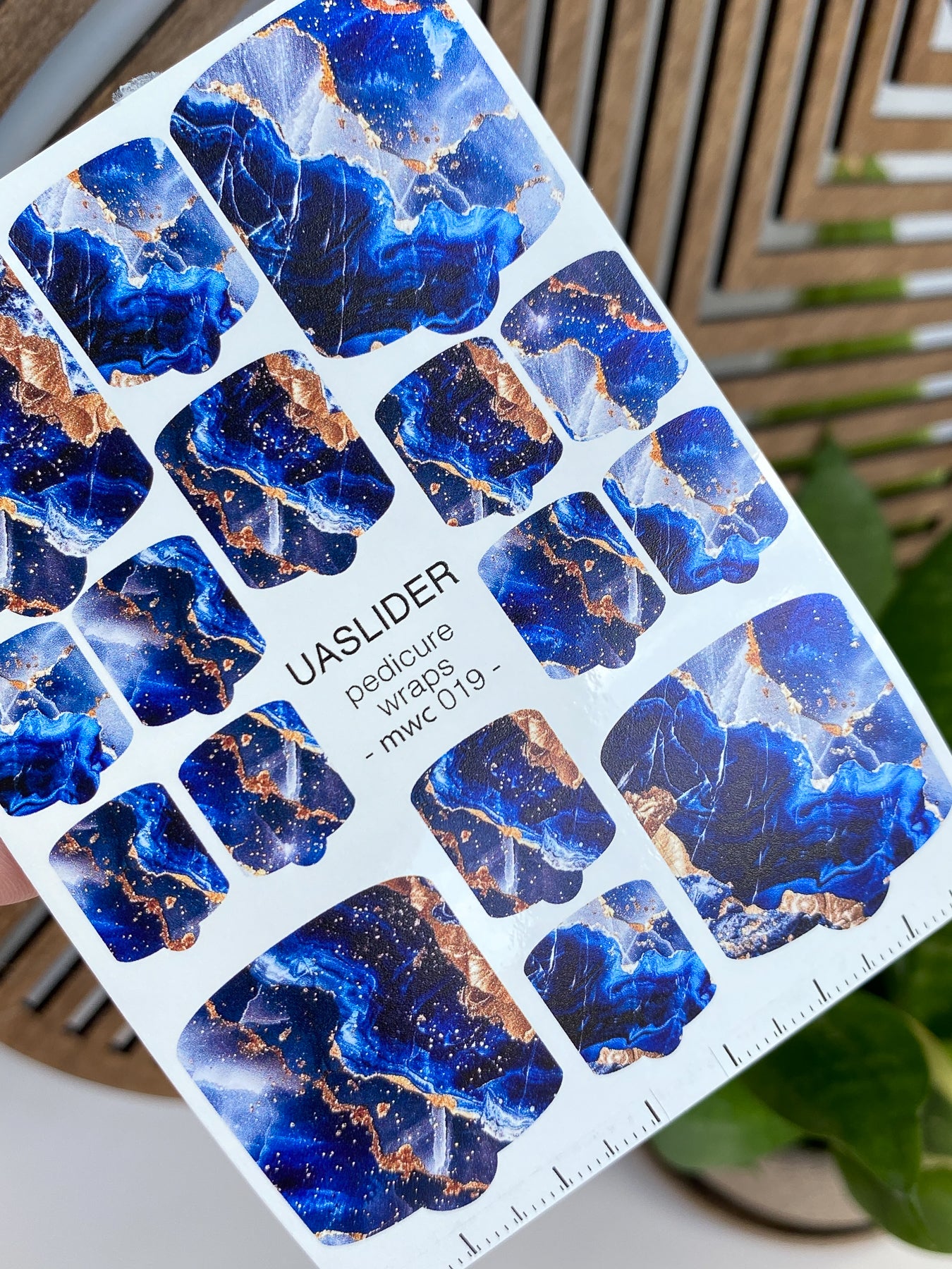 Marble Pedicure Nail Wraps — Deep Blue & Copper Stone | MWC-019