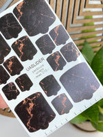 Marble Pedicure Nail Wraps — Dark Stone & Copper Veins | MWC-015