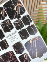 Marble Pedicure Nail Wraps — Black Stone & Amber Veins | MWC-014