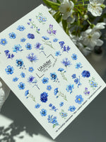 Nail Water Decal NCg-040 | Water Slide Nail Decals | Blue Wildflowers & Forget-Me-Nots - UASLIDER