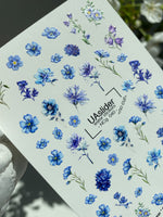 Nail Water Decal NCg-040 | Water Slide Nail Decals | Blue Wildflowers & Forget-Me-Nots - UASLIDER