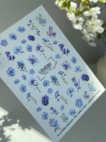 Nail Water Decal NCg-040 | Water Slide Nail Decals | Blue Wildflowers & Forget-Me-Nots - UASLIDER