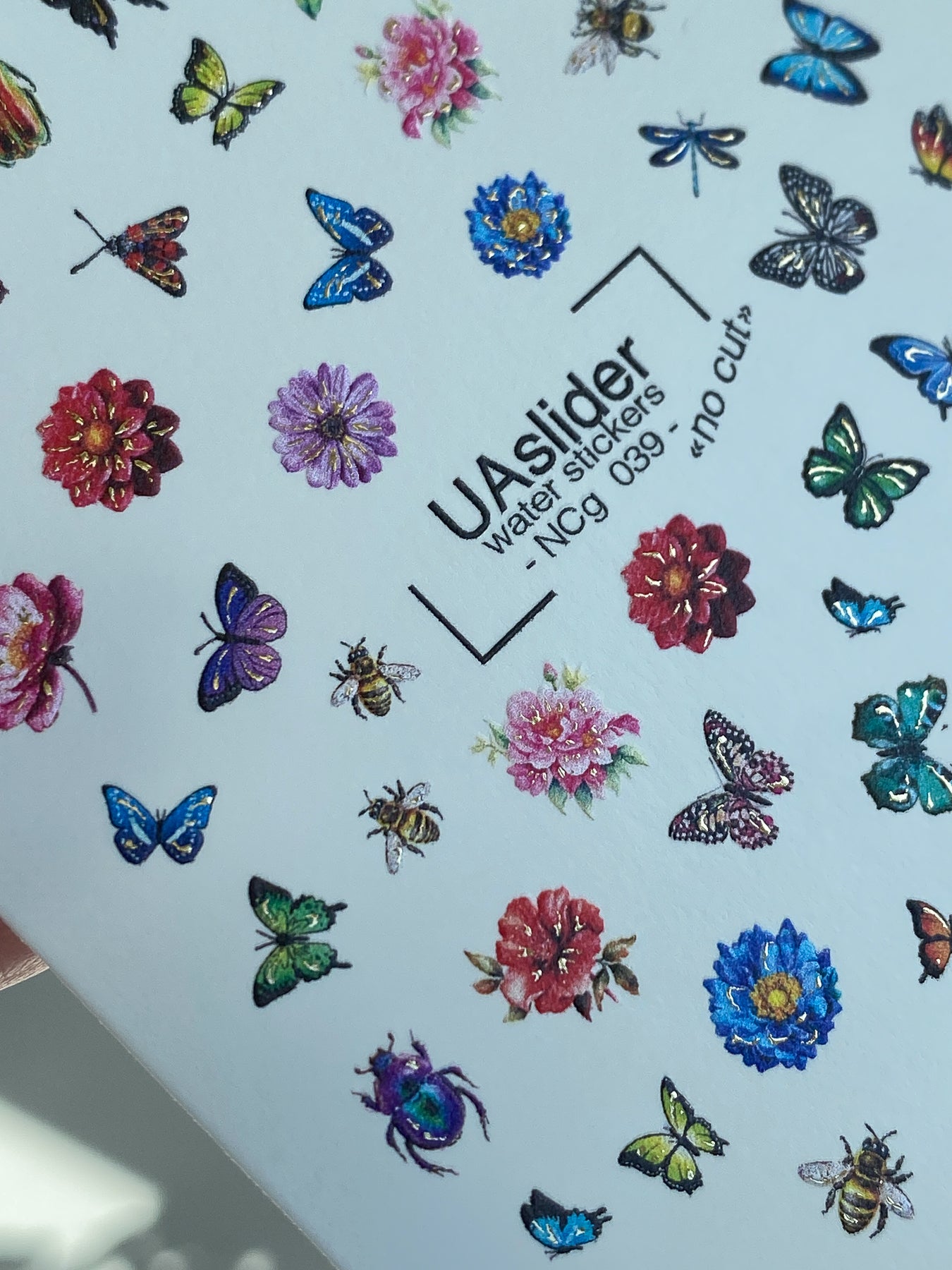 Nail Water Decal NCg-039 | Water Slide Nail Art Decals | Butterflies, Flowers & Insects