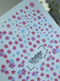 Nail Water Decal NCg-048 | Water Slide Nail Decals | Pink & Blue Mini Flowers