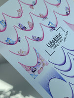 Nail Water Decal NCg-046 | French Water Slide Nail Decals | Gradient Tips with Butterflies - UASLIDER