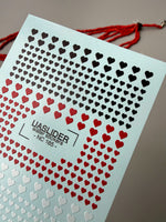 Heart Nail Decals — Black, Red & White Tiny Hearts | NC-165