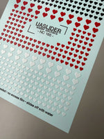 Heart Nail Decals — Black, Red & White Tiny Hearts | NC-165