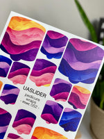 Abstract Wave Pedicure Nail Wraps — Purple, Magenta & Orange | MWC-052