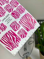 Zebra Pedicure Nail Wraps — Hot Pink & White Stripes | MWC-049