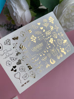 Nail Water Decal Fg-159 | Gold Foil Water Slide Nail Decals | Romantic Love & Cute Accents - UASLIDER