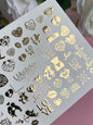 Nail Water Decal Fg-124 | Water Slide Nail Decals with Gold Hearts & Love Quotes | Romantic Valentine
