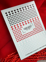 Heart Nail Decals — Black, Red & White Tiny Hearts | NC-165