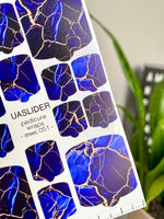 Marble Pedicure Nail Wraps — Deep Blue & Rose Gold Cracks | MWC-051