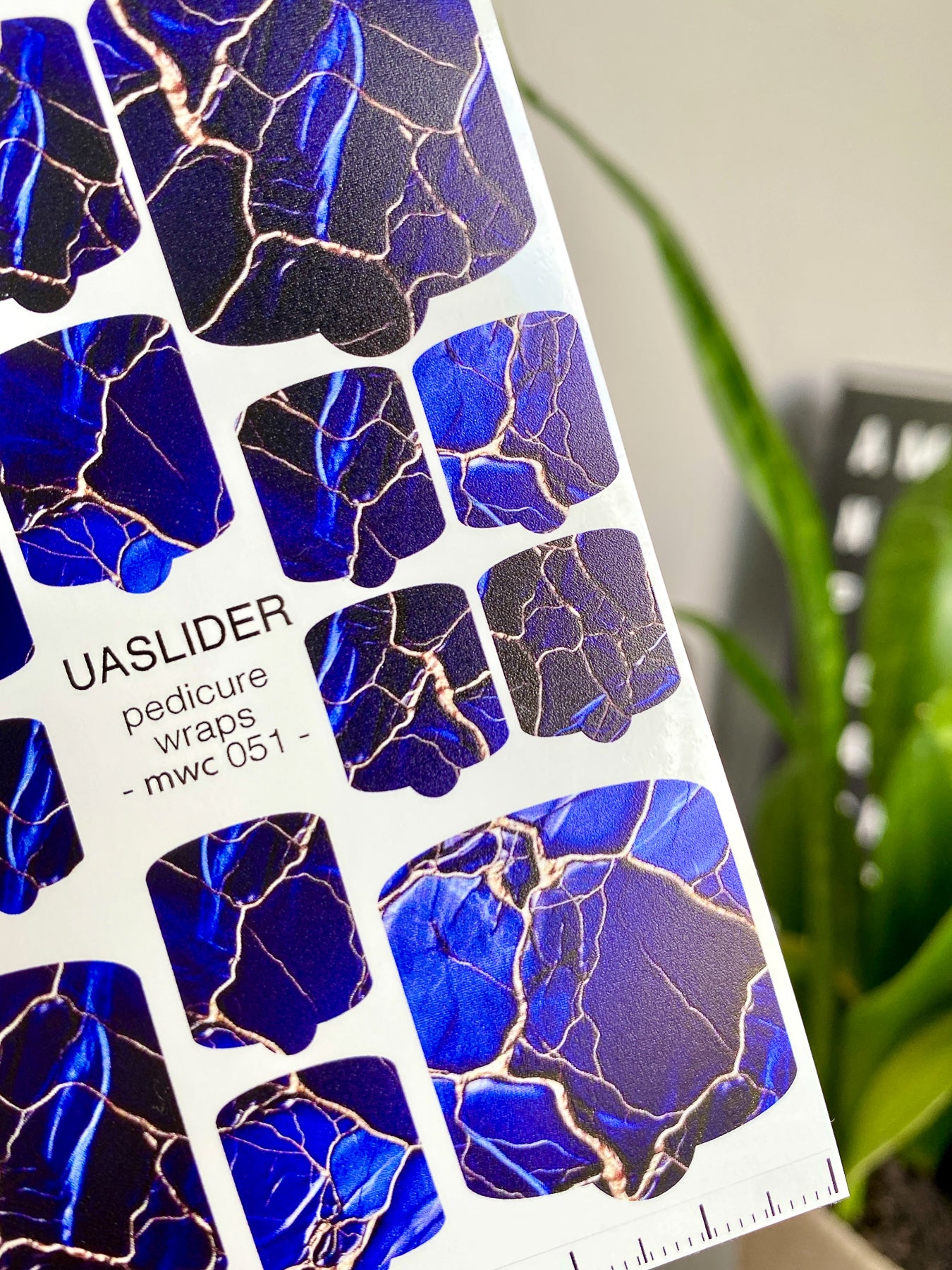 Marble Pedicure Nail Wraps — Deep Blue & Rose Gold Cracks | MWC-051