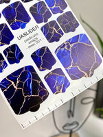 Marble Pedicure Nail Wraps — Deep Blue & Rose Gold Cracks | MWC-051