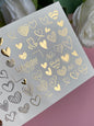 Nail Water Decal Fg-057 | Water Slide Nail Decals Hearts Gold | Romantic Nail Tattoos Love Design