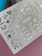 Nail Water Decal Fg-151 | Gold Foil Water Slide Nail Decals | Romantic Love Symbols