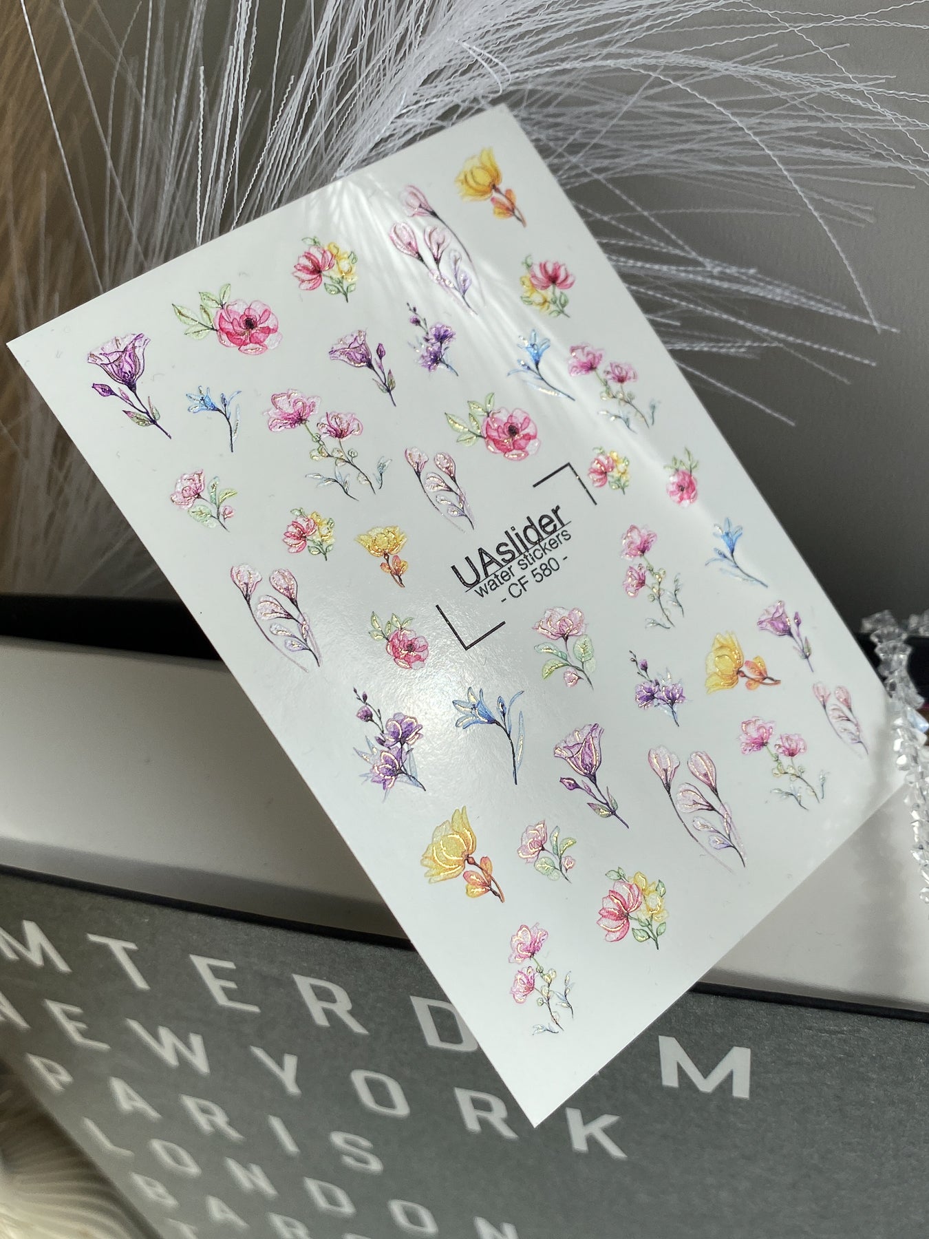 Köröm víz matrica CF-580 | Vízsikló köröm matricák színes vadvirágokkal | Virágos köröm művészeti minták