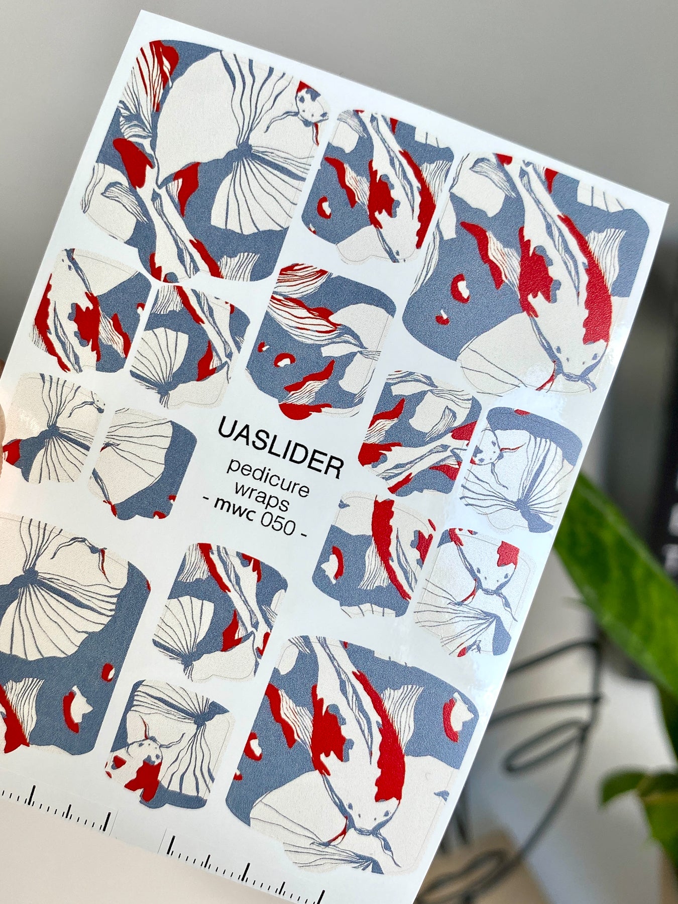 Koi Fish Pedicure Nail Wraps — Blue & Red Japanese Art | MWC-050