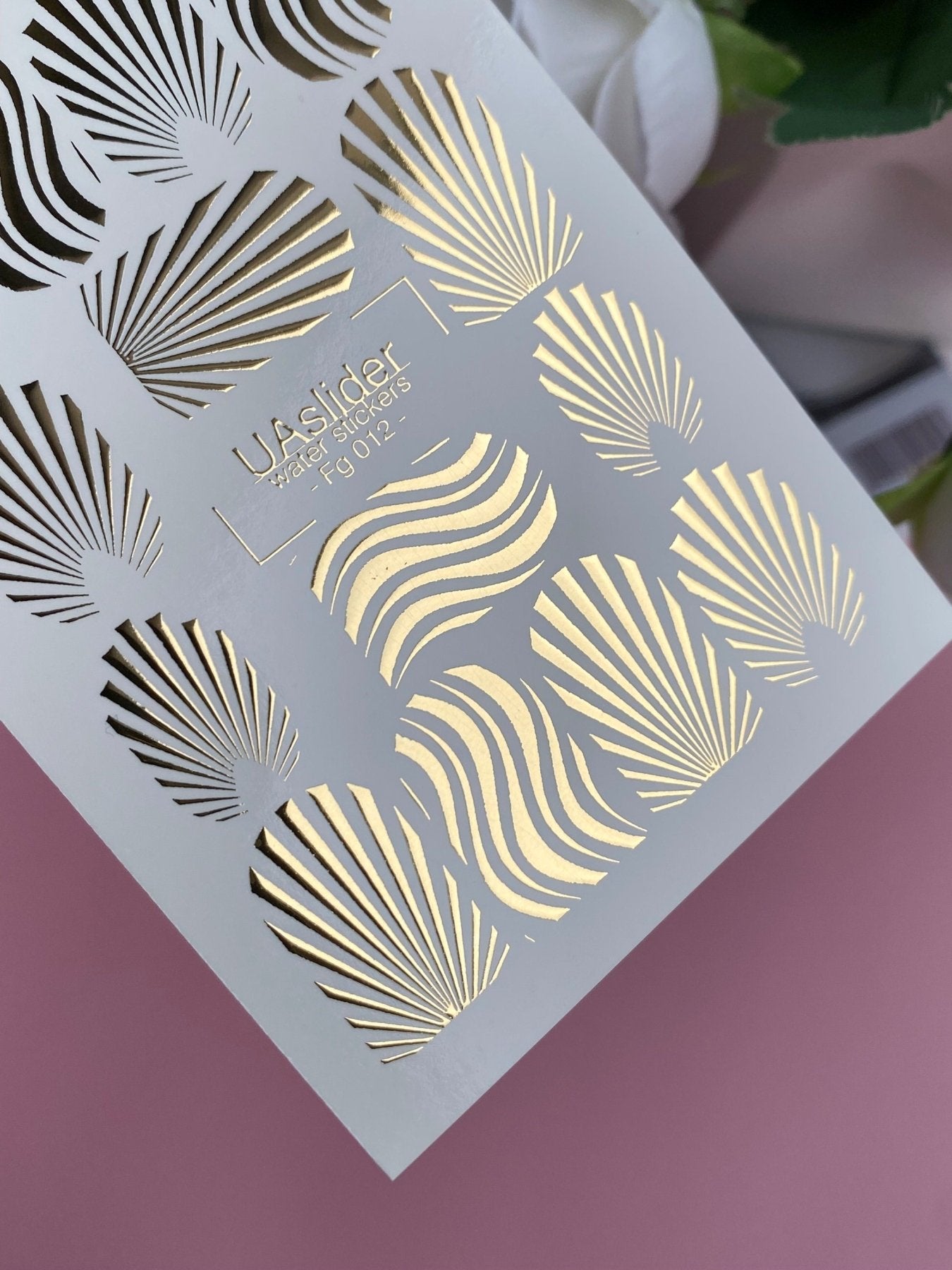 Nail Water Decal Fg-012 | Seashell Water Slide Nail Decals with Gold Foil | Ocean & Summer Nail Art - UASLIDER