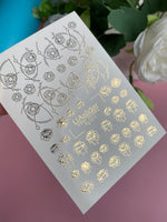 Nail Water Decal Fg-011 | Floral Water Slide Nail Decals with Gold Foil | Roses & Peonies - UASLIDER