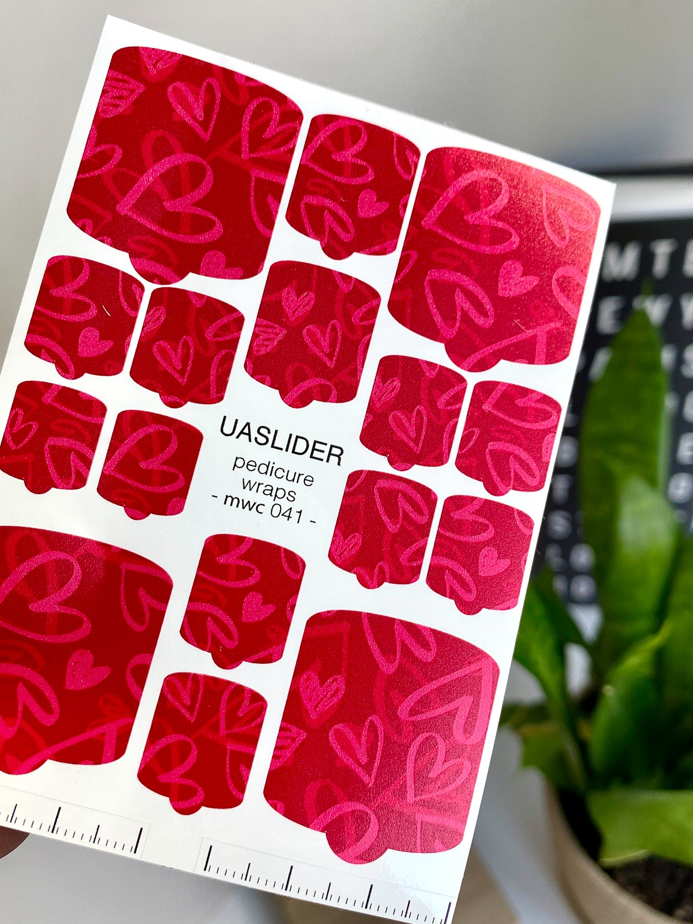Valentine Pedicure Nail Wraps — Red Heart Doodles | MWC-041