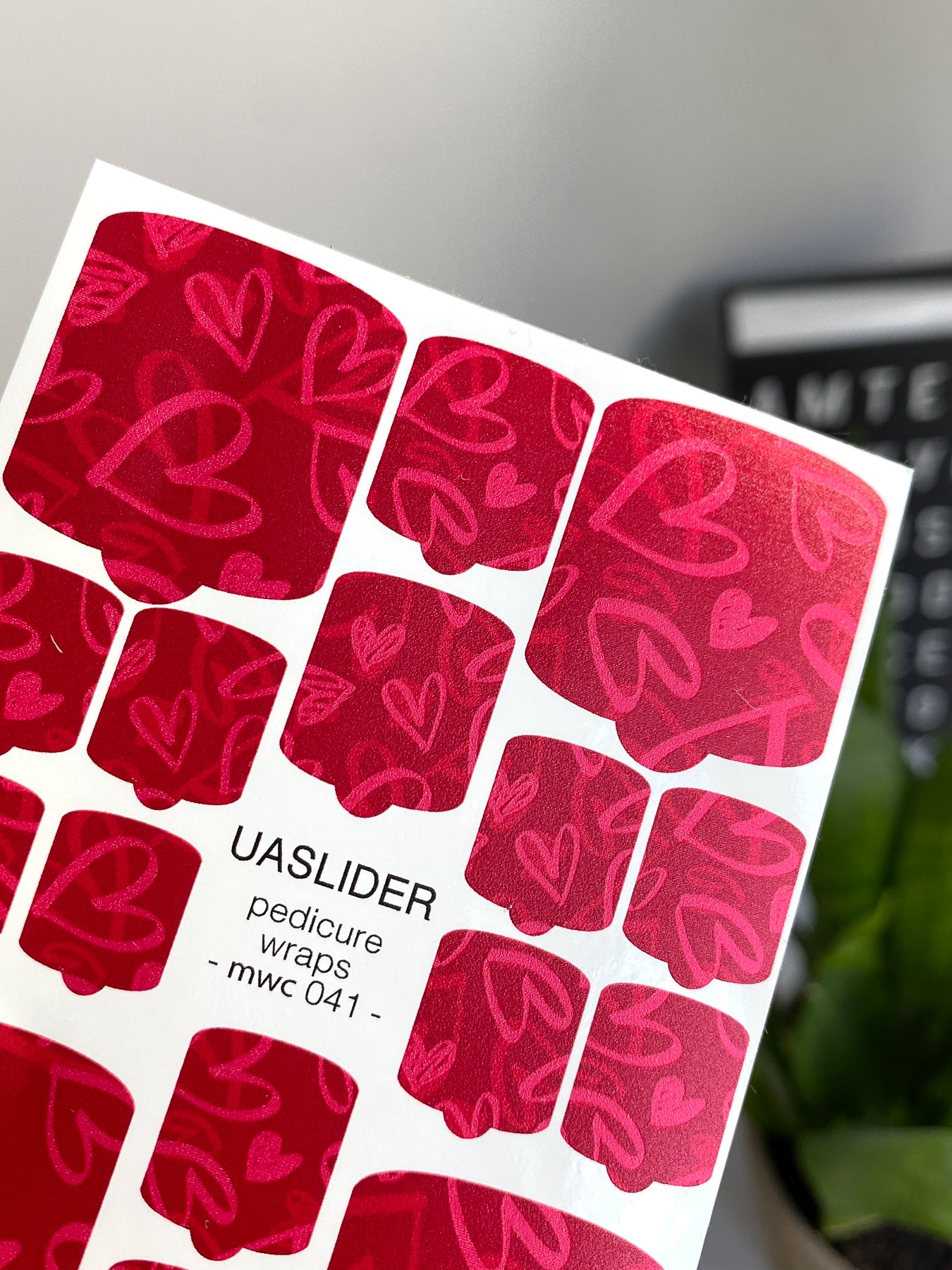 Valentine Pedicure Nail Wraps — Red Heart Doodles | MWC-041