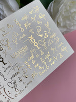 Nail Water Decal Fg-125 | Water Slide Nail Decals with Gold Quotes & Keys | Romantic Modern Style - UASLIDER
