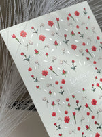 Nail Water Decal CF-572 | Water Slide Nail Decals with Roses and Carnations | Red and White Floral Nail Art - UASLIDER