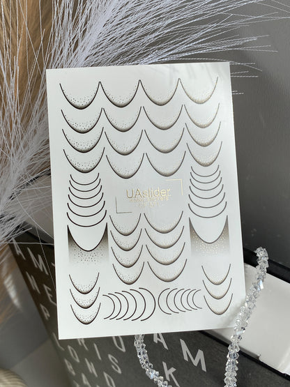 Nail Water Decal CF-571 | French Water Slide Nail Decals | Gradient Dot French Lines