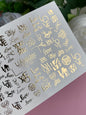 Nail Water Decal Fg-129 | Water Slide Nail Decals with Gold Love Letters | Romantic Nail Art