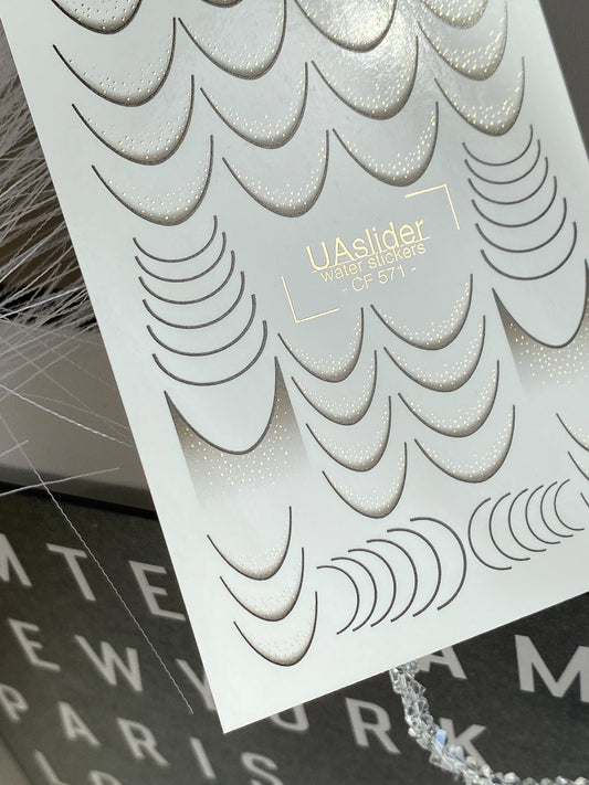 Nail Water Decal CF-571 | French Water Slide Nail Decals | Gradient Dot French Lines