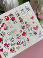 Nail Water Decal CF-074 | Valentine’s Day Nail Art Water Decals | Love Letters, Hearts, Cute Animals and Romantic Designs